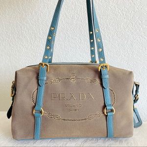 Prada logo canvas bag